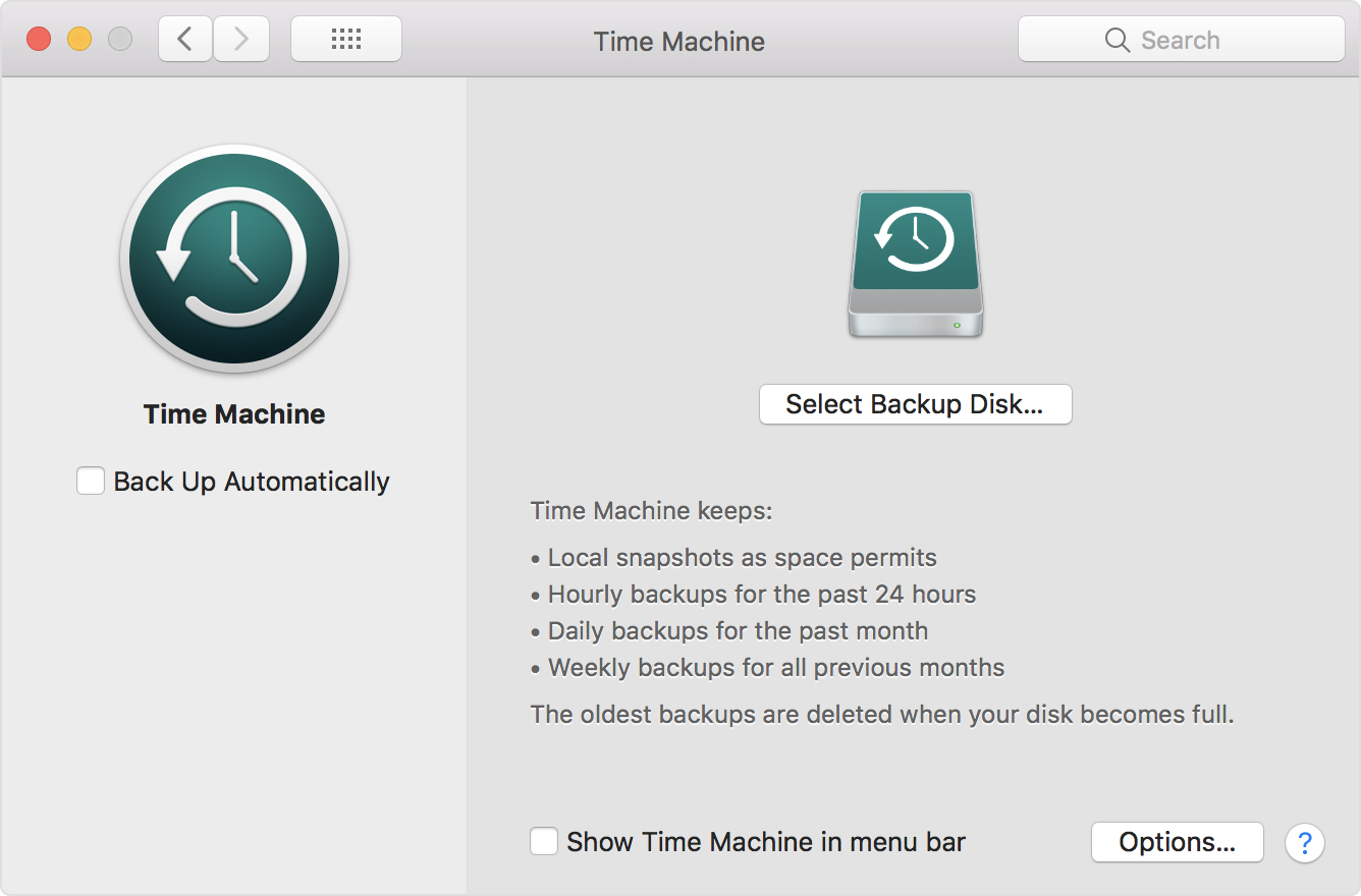 How to do manual backup with time machine